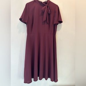 Talbots Burgundy Tie-Neck A-Line Dress